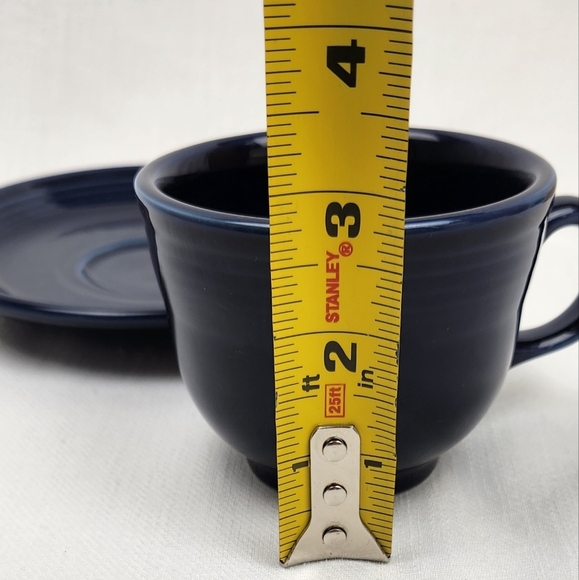 Fiesta Homer Laughlin Dark Blue Coffee/ Tea Mug Cup And Saucer Plate. - Picture 3 of 7